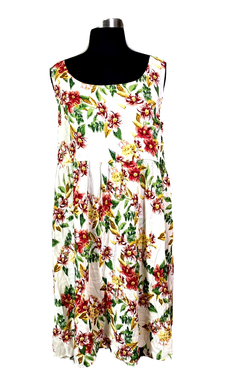 NWT Suzanne Betro Floral Empire Waist Dress Womens XL Double Scoop Neck